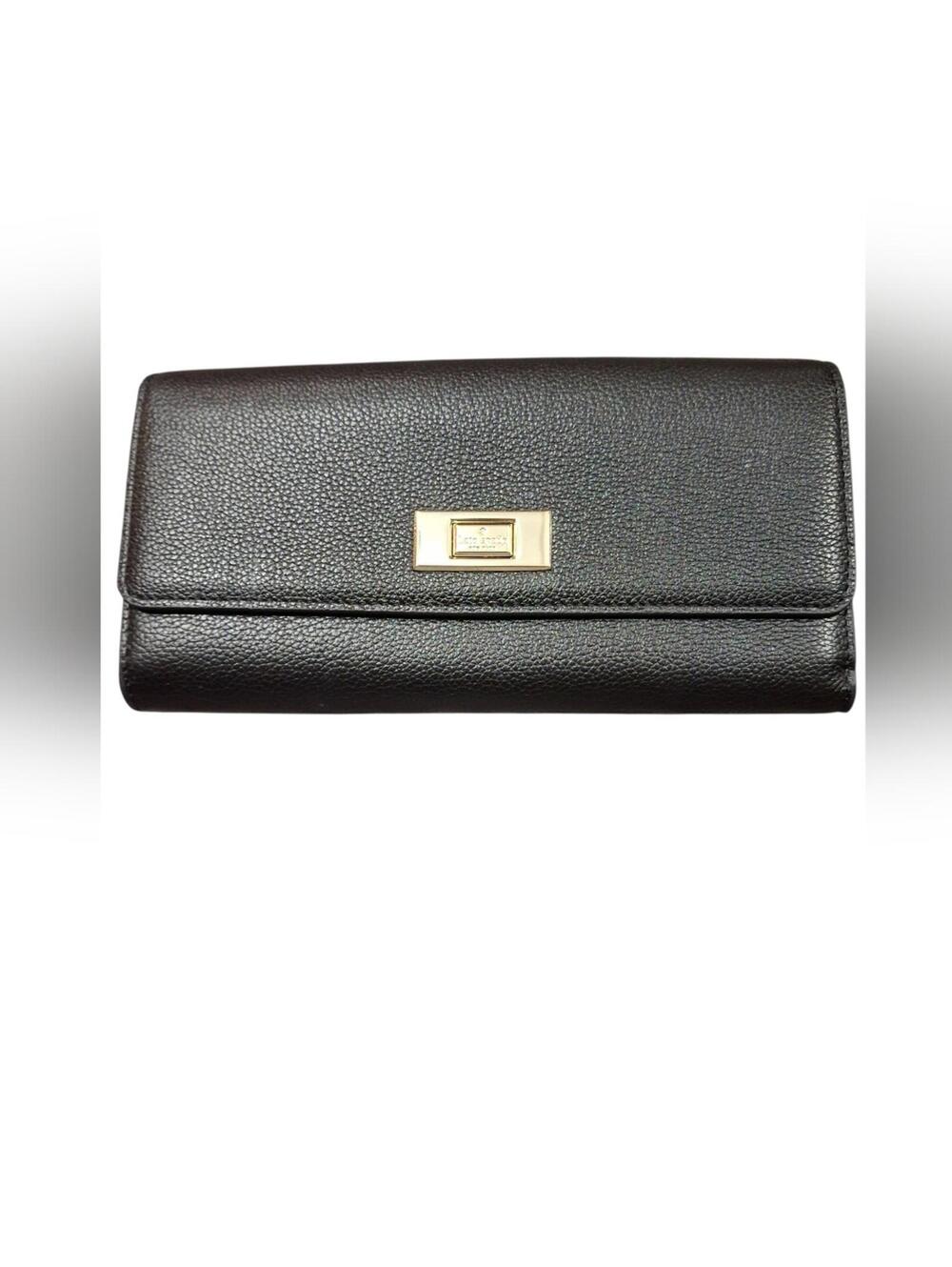 "Kate Spade" Black Leather Wallet with Gold Hardware NWOT Smells new.6 Pockets.